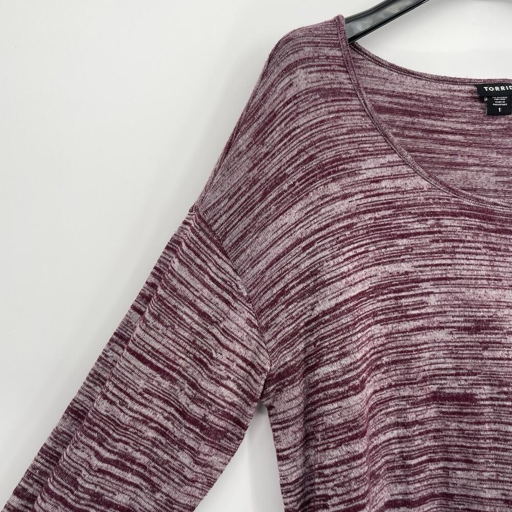 Torrid Women's Maroon Heathered Long Sleeve Top Size 1X Casual Stretch Comfort - Picture 5 of 8